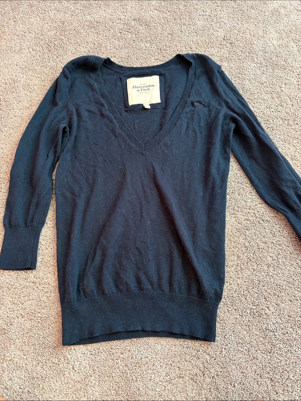 Abercrombie & Fitch Women's V-Neck Sweater - Navy